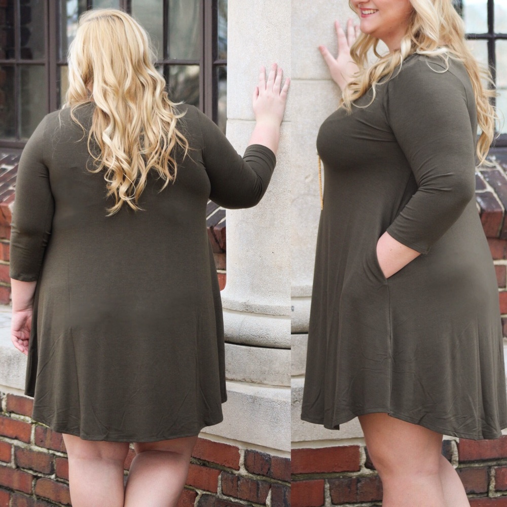 Criss Cross Dress - Olive - Picture 2 of 3